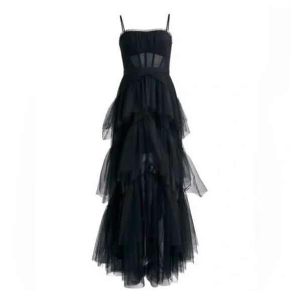 New* BCBGMAXAZRIA Corset Tulle Maxi Gown Dress Black Color Size 10 $498.00 - Picture 5 of 11